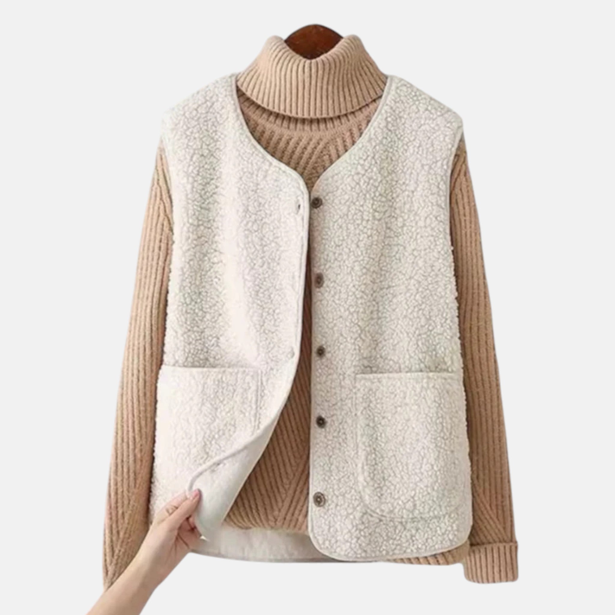 Mira – Damen Wolle Weste mit Knopfleiste und Taschen - Westen - Temala