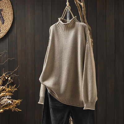 Adele - Waffelstrick Pullover - Beige - 