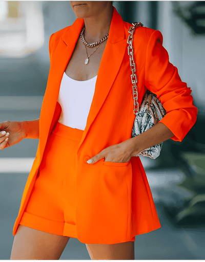 Adeline Blazer und Shorts Set - Orange - S - 