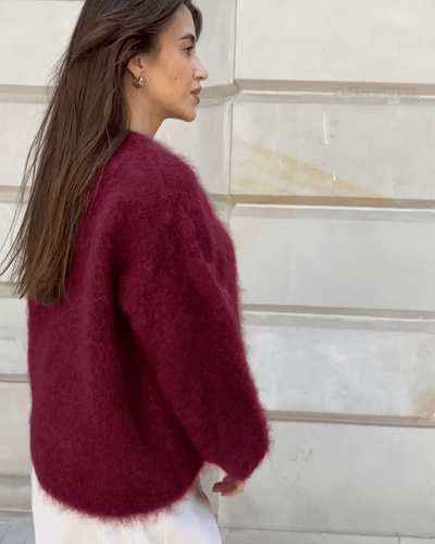 Alice - Gemütlicher Mohair - Pullover - Bordeauxrot - 