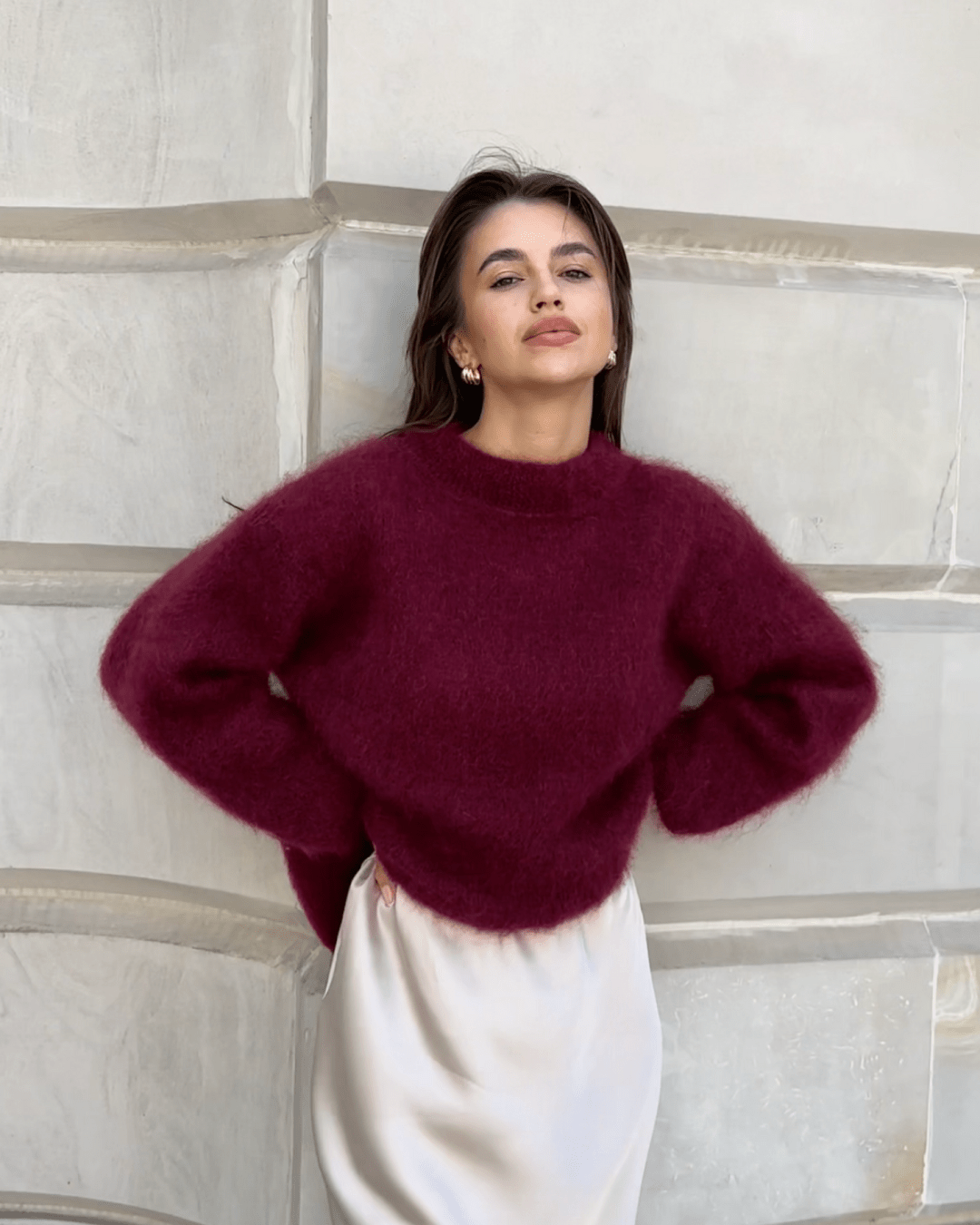 Alice - Gemütlicher Mohair - Pullover - Grau - 