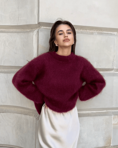 Alice - Gemütlicher Mohair - Pullover - Grau - 