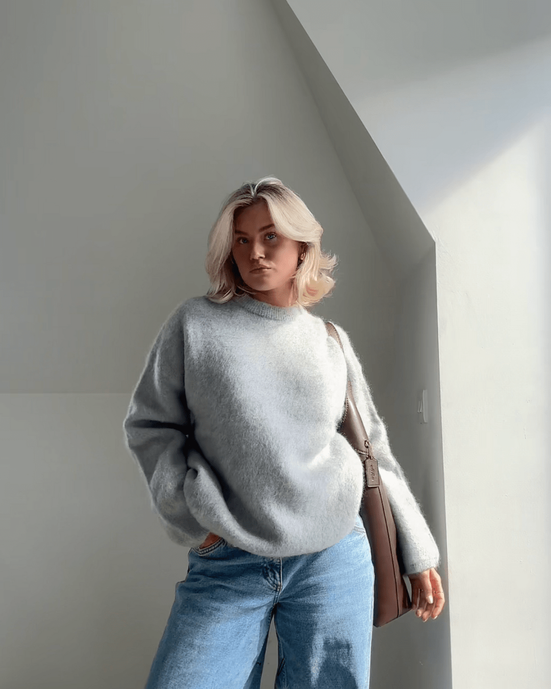 Alice - Gemütlicher Mohair - Pullover - Grau - 