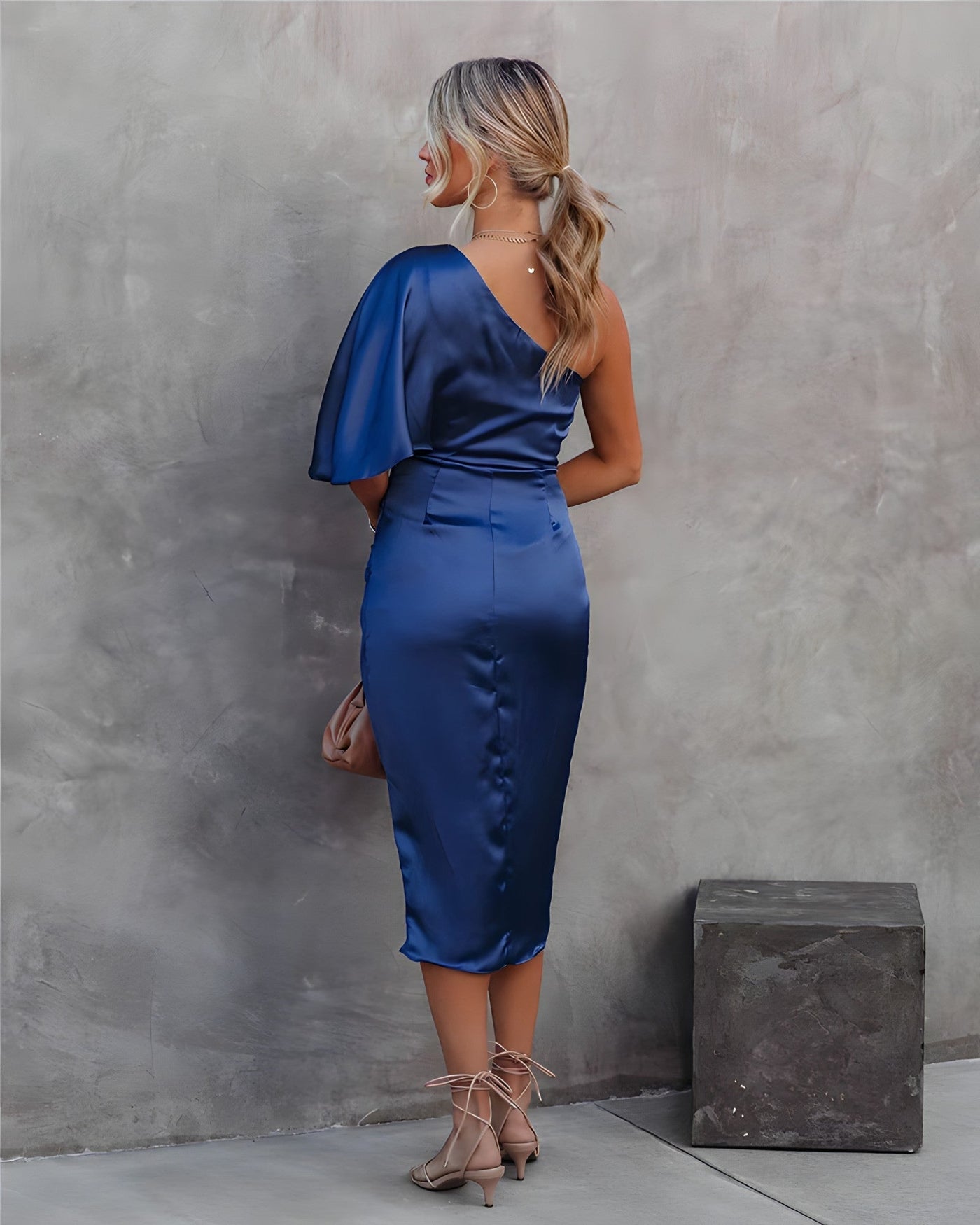 Allegra - Elegantes Seidenkleid - Blau - S - 