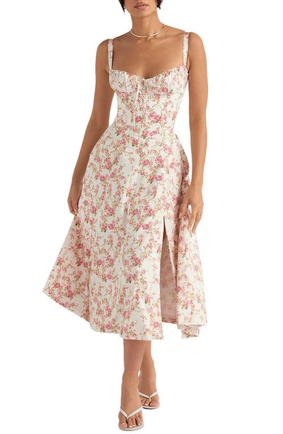 Amara - Florales Midi - Kleid - Rosenblume - S - 