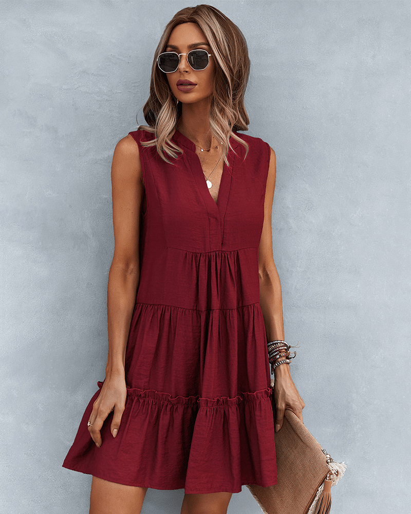 Amelie® | Ibiza Mode stilvolle Frauen Kleid für den Sommer - Rot - S - 