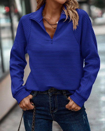 Amie - Stylischer V - Ausschnitt Pullover - Königsblau - S - 