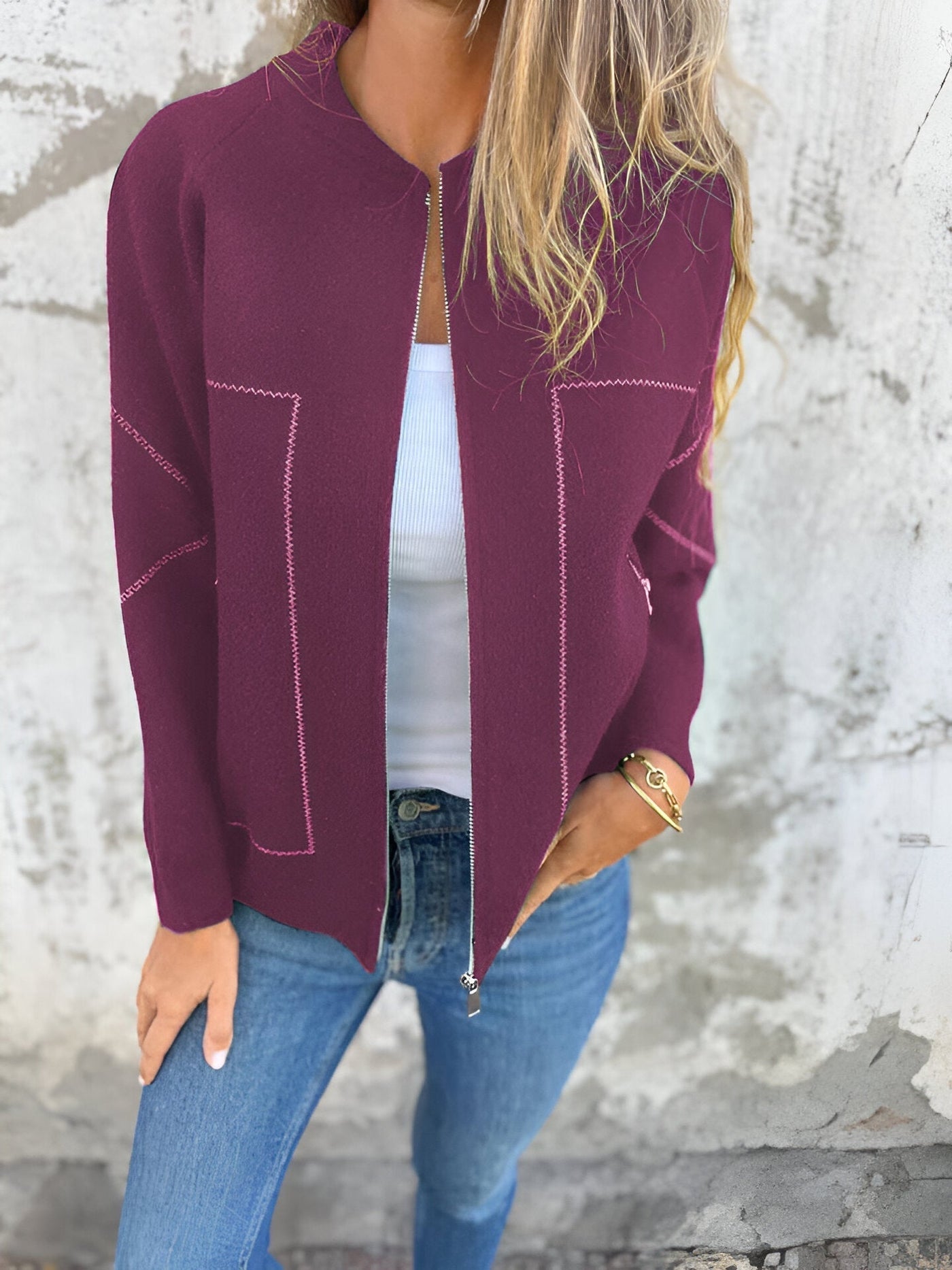 Ariane - Casual Langarm - Reißverschlussjacke - Lila - S - 