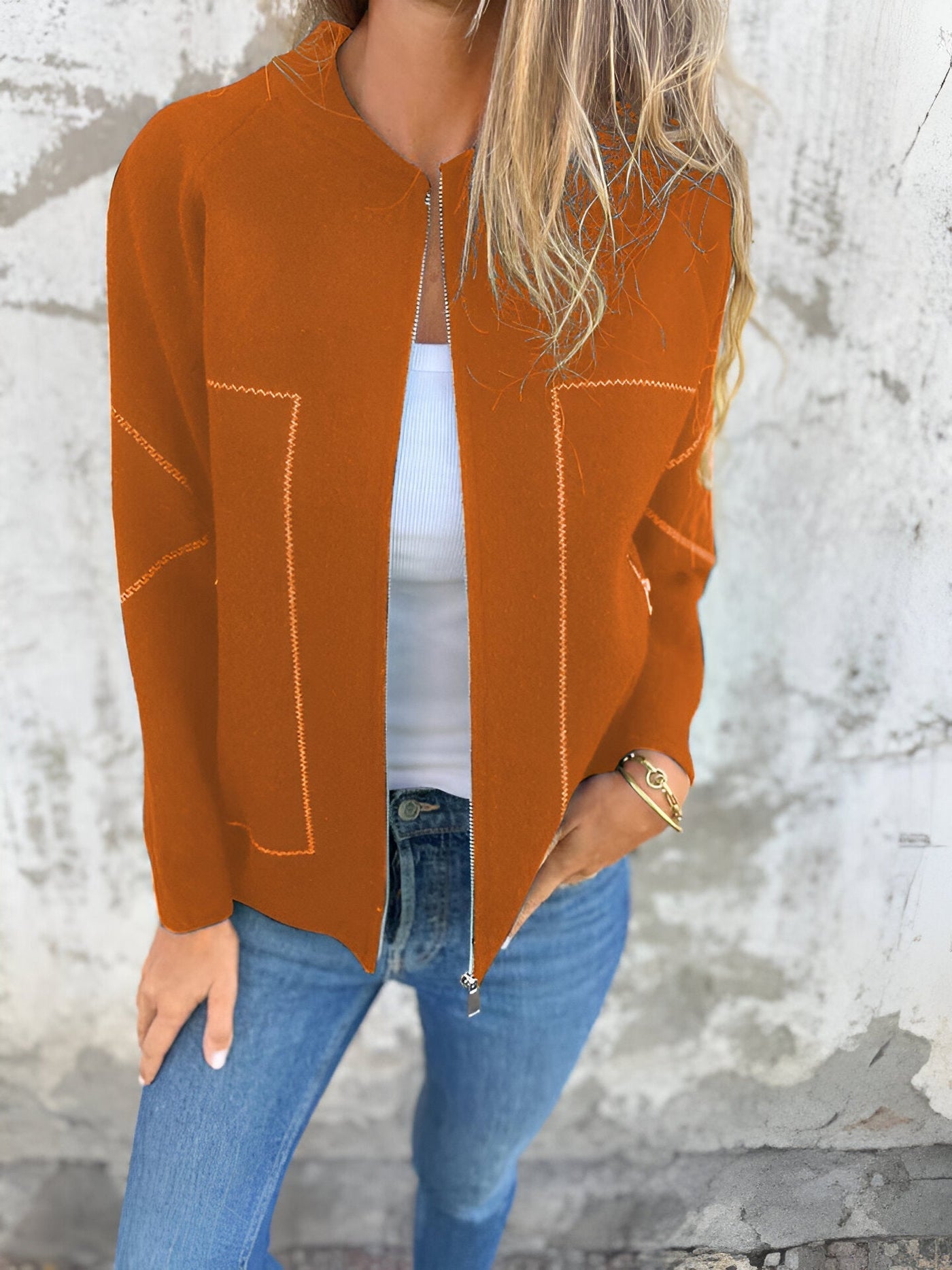 Ariane - Casual Langarm - Reißverschlussjacke - Orange - S - 