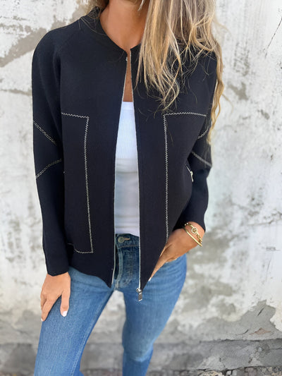 Ariane - Casual Langarm - Reißverschlussjacke - Schwarz - S - 