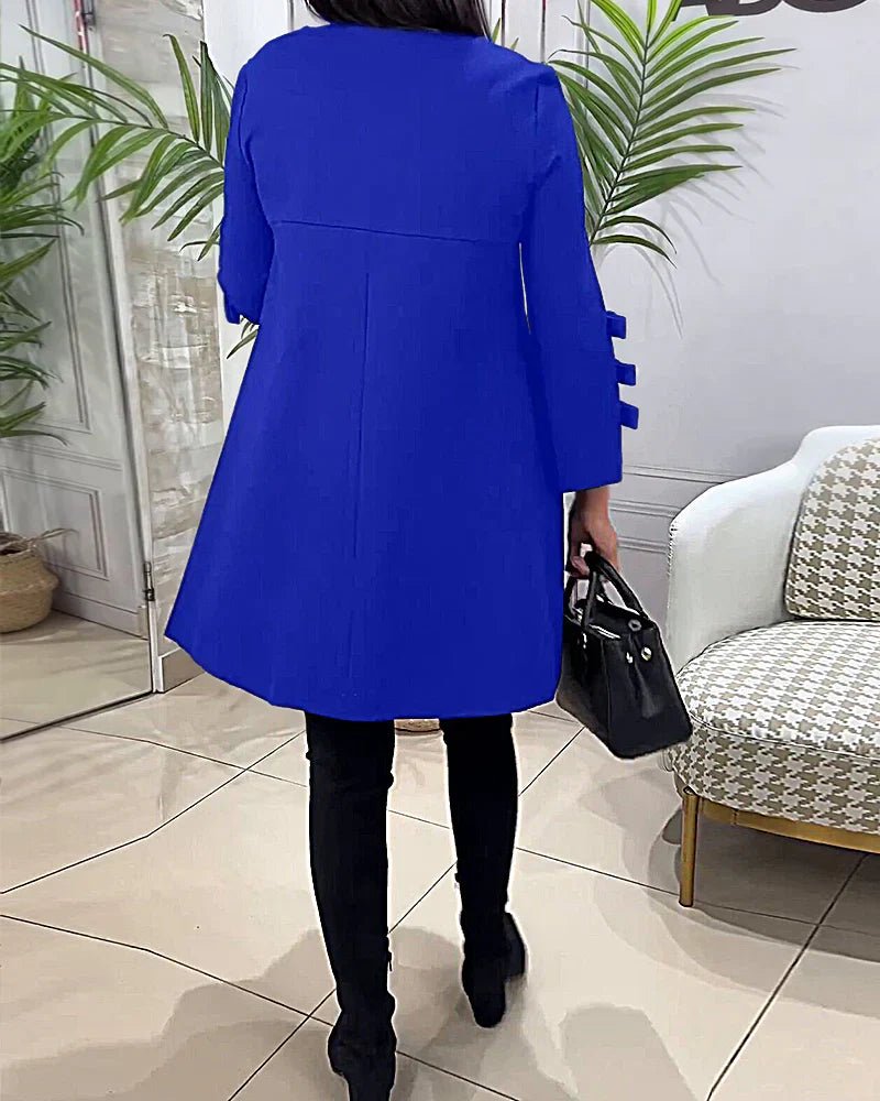 Ava - Langärmliges, lässiges Kleid - Blau - S - 