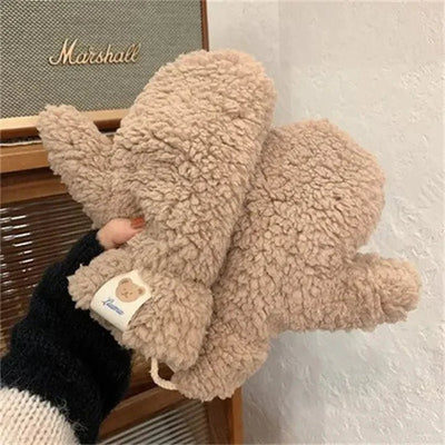 BearHugs - Weiche Plüsch - Teddy - Handschuhe - Khaki - 