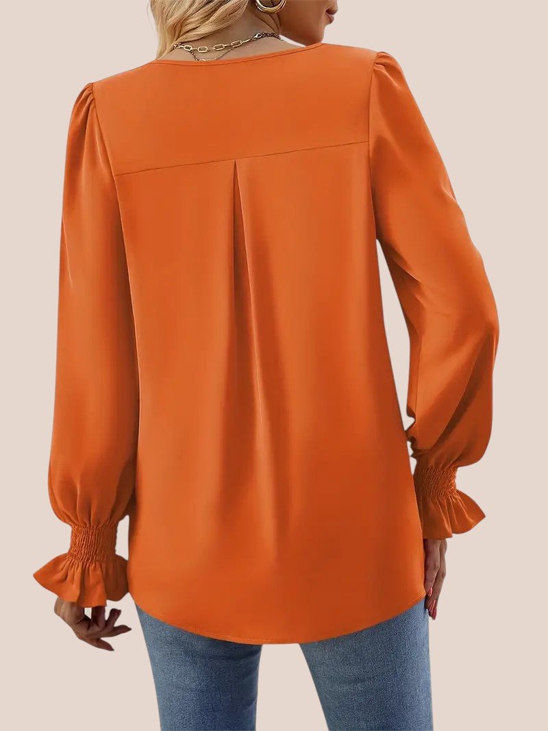 Bella - Elegante Herbstbluse - Orange - S - 