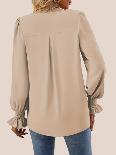 Bella - Elegante Herbstbluse - Khaki - S - 