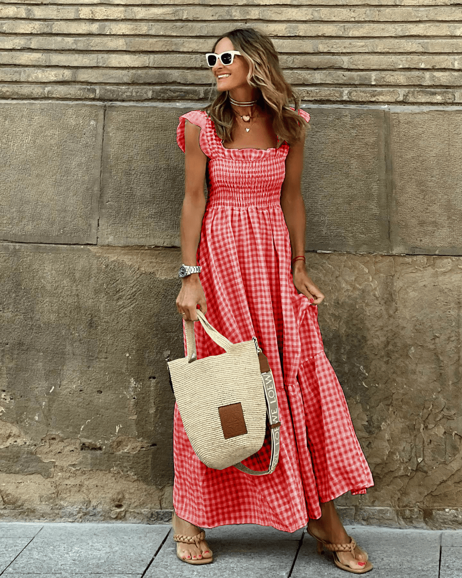 Belle | Fröhliches Retro - Sommerkleid - Rot - S - 