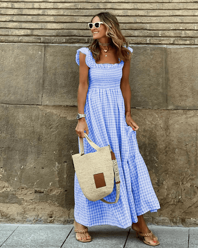 Belle | Fröhliches Retro - Sommerkleid - Blau - S - 