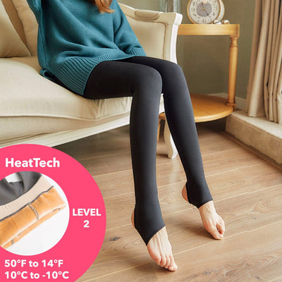 Belle HeatTech Transluzente Superstretch - Strumpfhose Leggings - Einsteigen (Füße offen) - HeatTech Stufe 2 I - 10°C bis 10°C - Schwarz (Größe 1 XS - M)