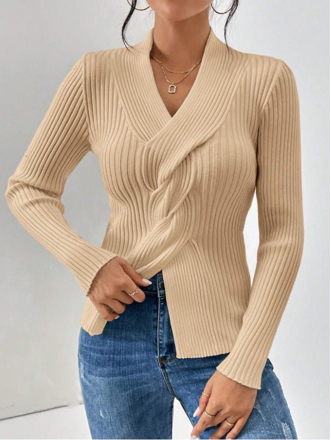 Beverly - Elegantes Langarm - Top - Beige - S - 