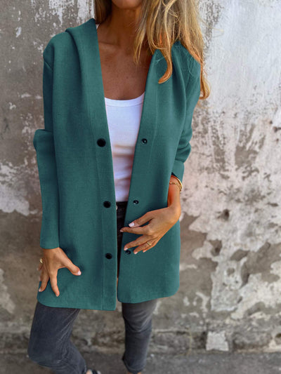 Blythe - Lässiger einreihiger Blazer mit Kapuze - Grün - S - 