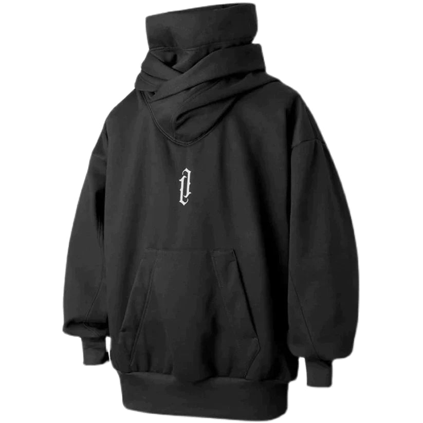 Callum - High Collar Hoodie mit doppeltem Ausschnitt für Männer - Schwarz - M - 