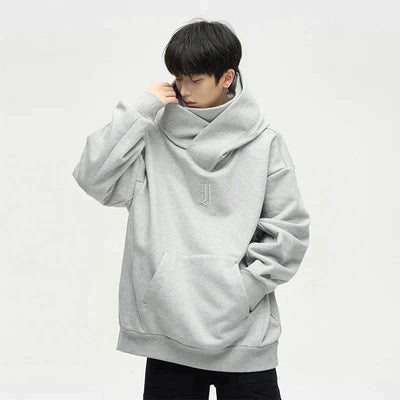 Callum - High Collar Hoodie mit doppeltem Ausschnitt für Männer - Grau - M - 