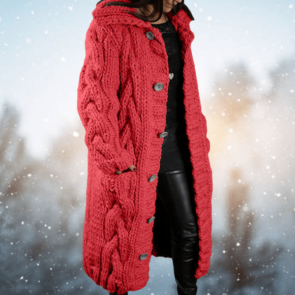 Candice - Elegante gewebte Strickjacke - Rot - S - 