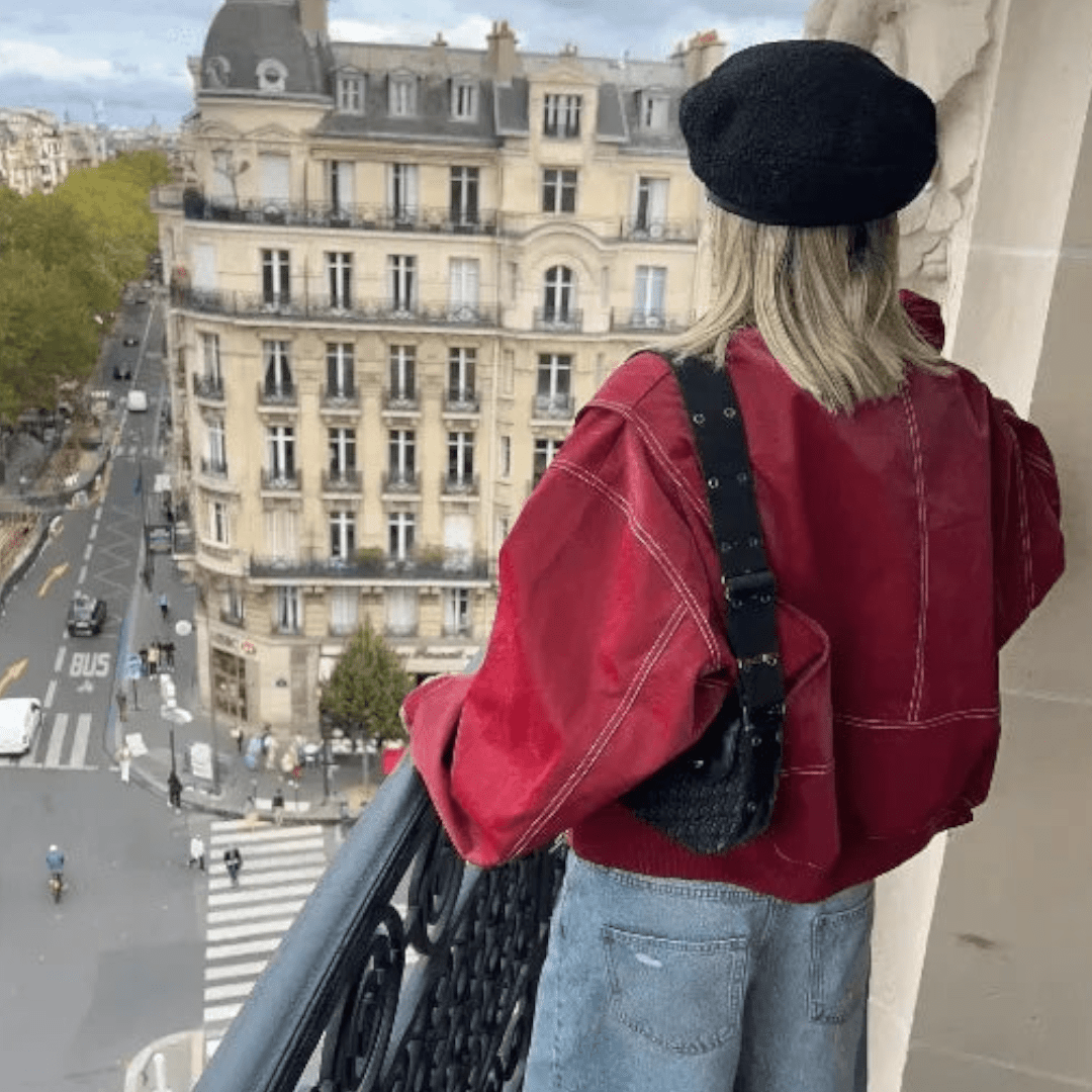 Carla – Lederjacke mit Reißverschluss und übergroßen Ärmeln - Jacken - Temala