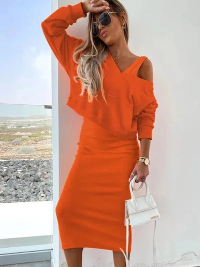 Cassy - Legere Sweatshirt - und Kleid - Kombination - Orange - S - 