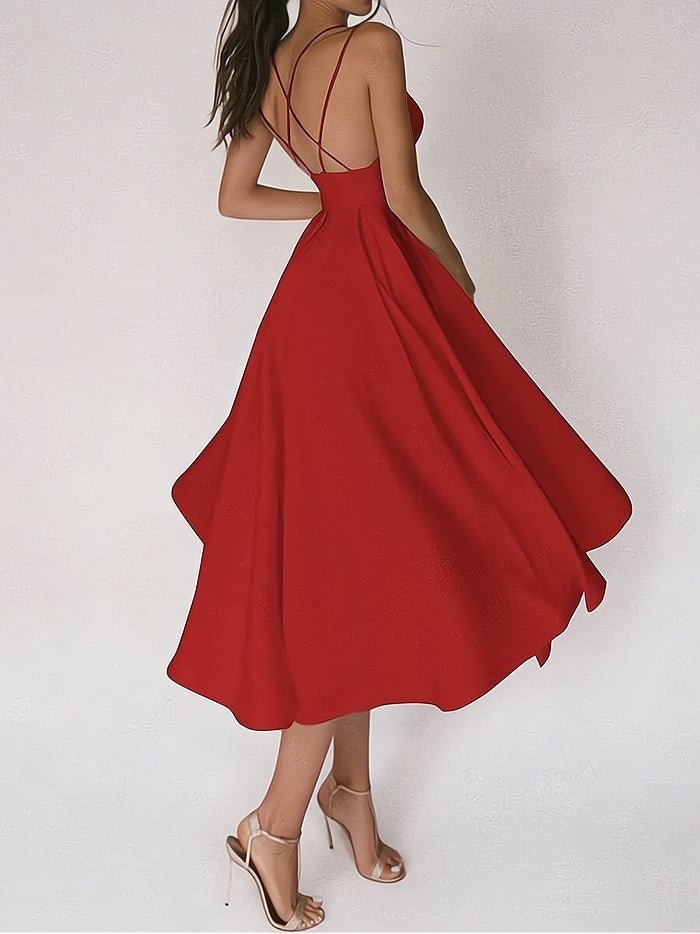 Charline - Elegantes Kleid mit V - Ausschnitt - Rot - S - 