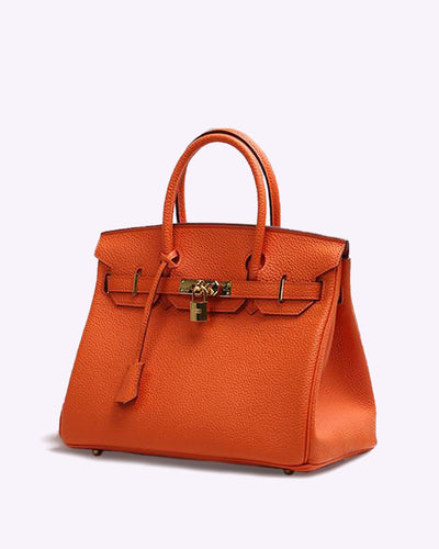 Chiara - Elegante Leder Handtasche - Orange - 25cm - 