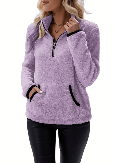 Christa - Kuscheliger Fleece - Pullover - Lila - S - 