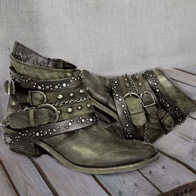 Colette - Vintage - Lederstiefel - Grün - 36 - 