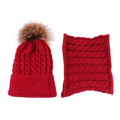 CozyKid - Strickmütze mit Halstuch für Baby - Rot - 