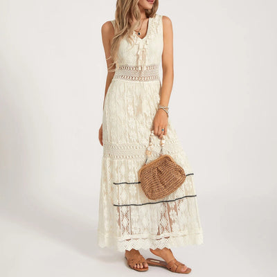 Crissy - Elegantes Boho - Kleid - Beige - S - 