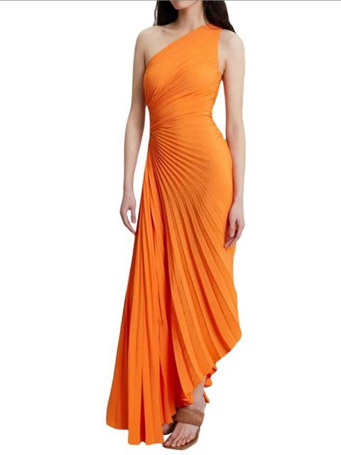 Delfina Plisseekleid - Orange - XS - 