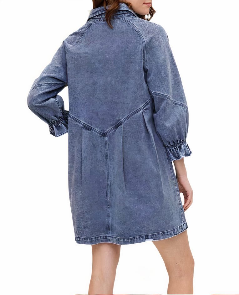 DenimDaze | Denim Kleid mit langen Ärmeln - Blau - S - 