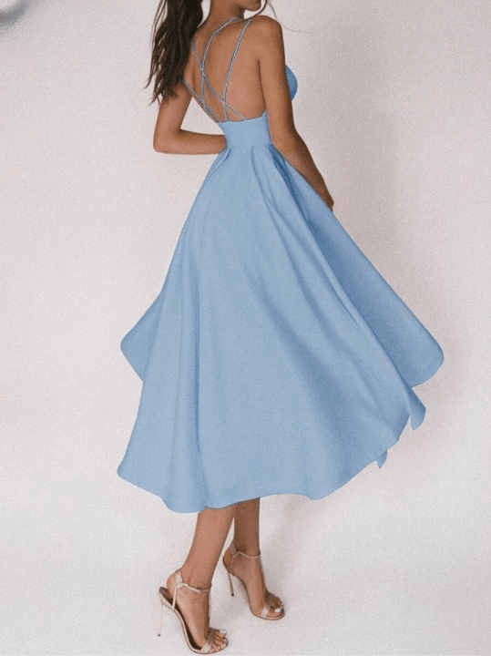 Diana - Elegantes Midi - Kleid - Blau - S - 