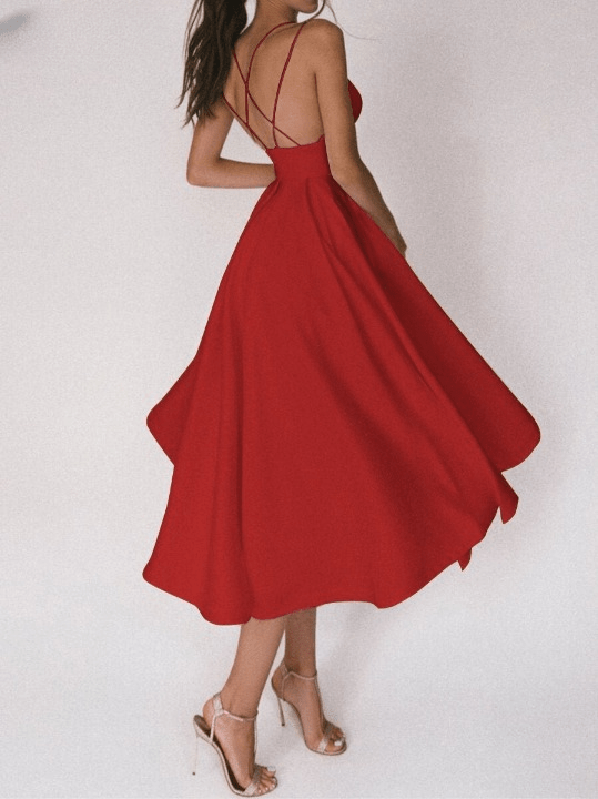 Diana - Elegantes Midi - Kleid - Rot - S - 