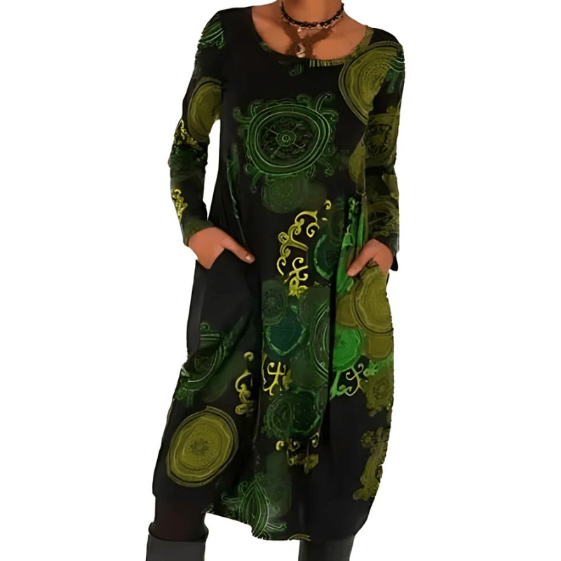 Doreen - Boho - Midi - Kleid - Grün - S - 