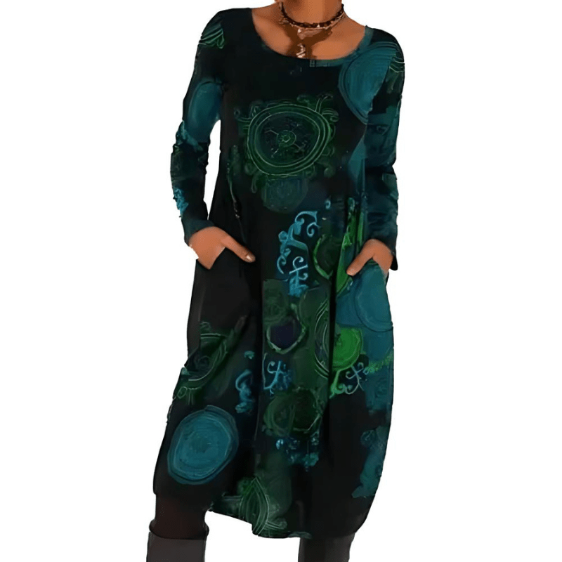 Doreen - Boho - Midi - Kleid - Blau - S - 