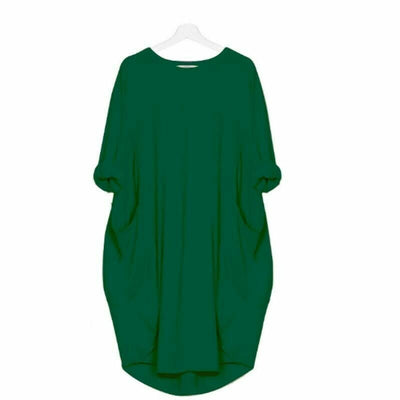 Eivy - Lässiges langes lockeres Kleid - Grün - S - 