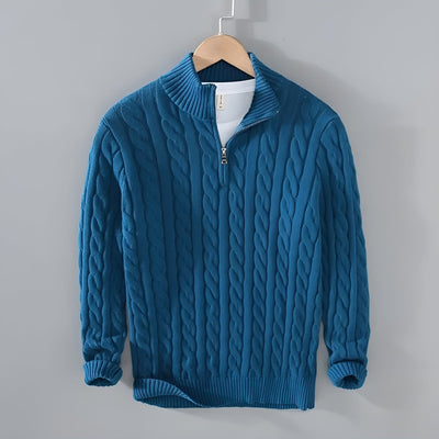 Felix - Baumwollpullover mit Reißverschluss - Blau - XS - 