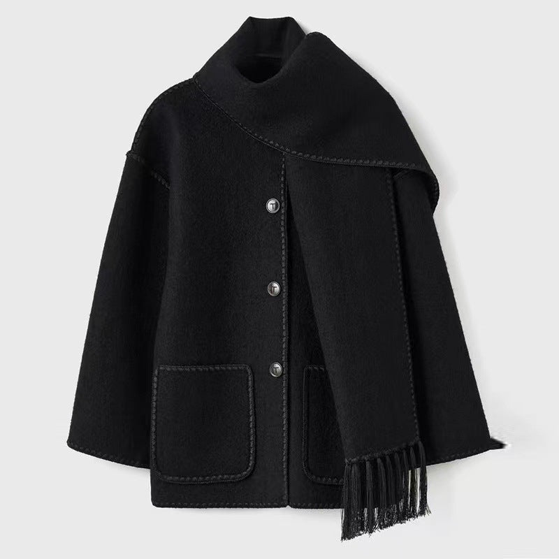 Flavia - Damen - Cape - Mantel - Schwarz - S - 