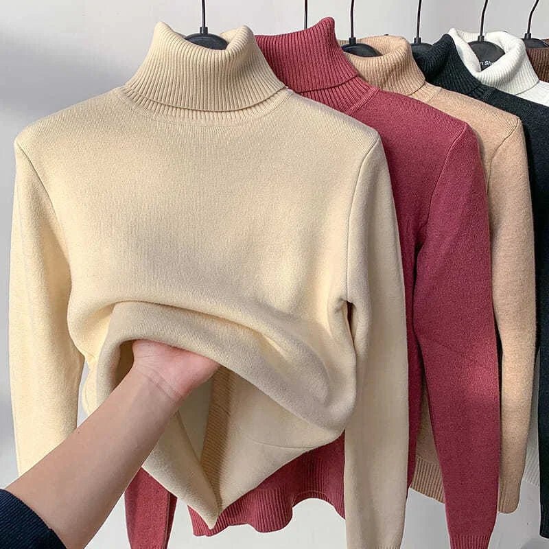 Florina - Plüschgefütterter Rollkragenpullover - Aprikose - S - 