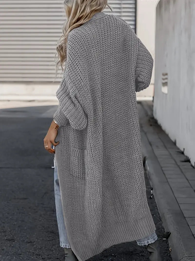 Franziska - Langer gemütlicher Cardigan - Grau - S - 