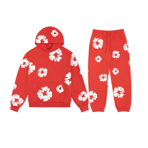 Franziska - Stilvoller Floral Trainingsanzug - Rot - S - 