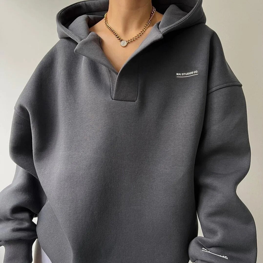 Galina - Lässiger Winter Hoodie - Grau - S - 