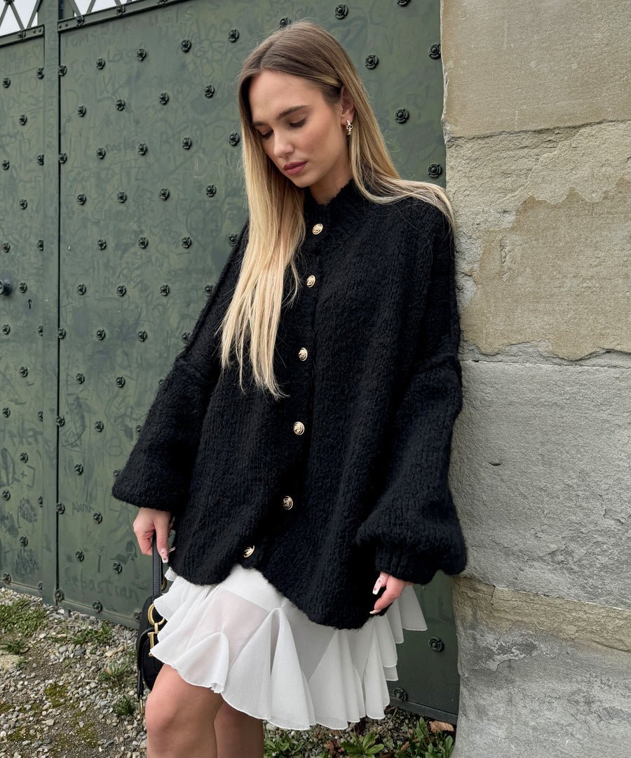 Georgia - Oversized Strickjacke - Schwarz - S - 