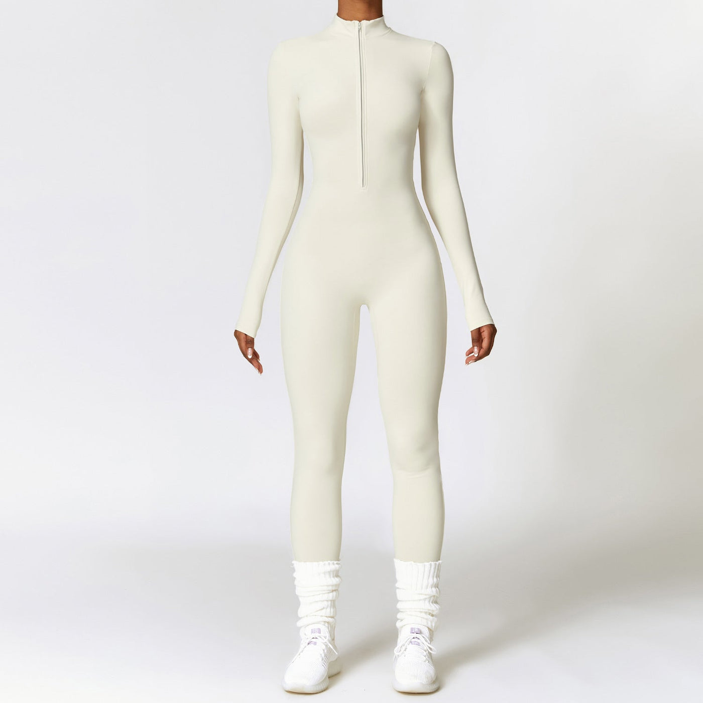 Gillian - Langarm - Jumpsuit - Weiß - S - 