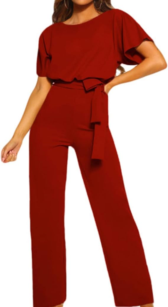 Giselle - Eleganter Freizeit - Jumpsuit - Rot - S - 